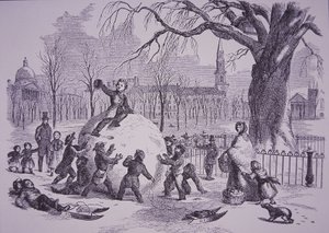 Boule de neige de Noël, scène sur Boston Common - American School