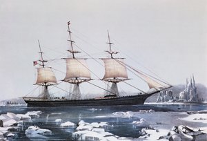 Clipper Ship Red Jacket dans la glace au large du Cap Horn lors de son passage de l