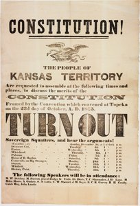 Constitution ! Les habitants du territoire du Kansas sont invités à se rassembler..., imprimé par E. C. K. Garvey & Co., c.23 octobre 1855