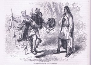 Indiens convertis "Powows" 1695, illustration de l