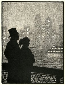 Couple regardant la skyline de Manhattan - American School