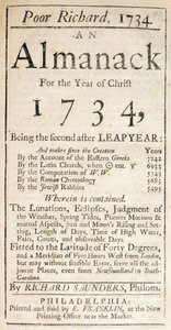 Couverture de Poor Richard, un almanach, 1734 - American School