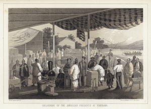 Remise des présents américains à Yokohama, Japon