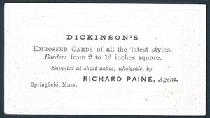 Dickinsons, fournisseur de cartes embossées de tous les derniers styles, carte de visite - American School