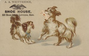 Chien tenant une lettre dans la bouche - American School