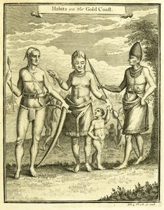 Habit des gens du Cap Lope Gonsalvo et du Rio Gabon, illustration de "Habits on the Gold Coast", par Thomas Astley, 1745-47