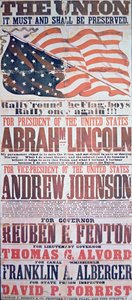 Affiche de campagne électorale pour Abraham Lincoln (1809-65) pour président et Andrew Johnson (1808-75) pour vice-président