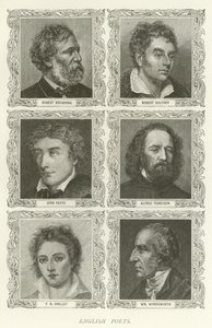 Poètes anglais, Robert Browning, Robert Southey, John Keats, Alfred Tennyson, P B Shelley, William Wordsworth - American School