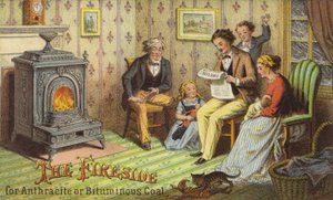 Famille réunie autour du foyer - American School