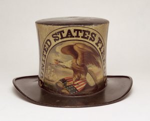 Chapeau de parade de pompier peint par David Bustill Bowser, vers 1850 - American School