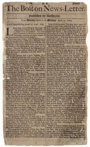 Premier numéro du Boston News-Letter, 1704