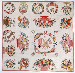 Courtepointe Drapeau et Fleur, vers 1860