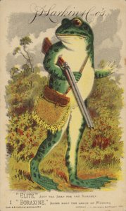 Grenouille avec un fusil et une sacoche - American School
