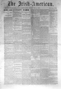 Première page de The Irish-American, publié à New York, 4 novembre 1876