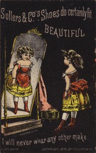 Fille regardant dans le miroir des bottes rouges - American School