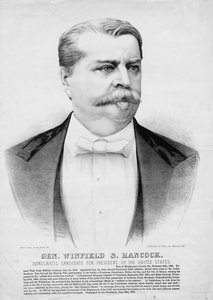 Gen. Winfield S. Hancock : candidat démocrate à la présidence des États-Unis, pub. par Currier & Ives, vers 1880 - American School