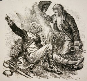 Le général Herkimer, blessé et dirigeant la bataille d