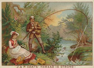 Gentleman pêchant sur la berge - American School