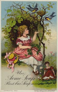 Fille nourrissant des oiseaux - American School