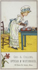 Fille versant du thé - American School