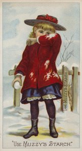 Fille avec une boule de neige à la main se protégeant le visage - American School