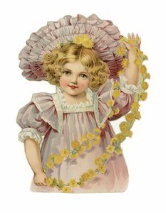 Fille avec une guirlande de fleurs - American School