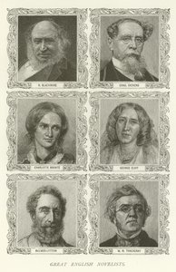 Grands romanciers anglais, R Blackmore, Charles Dickens, Charlotte Bronte, George Eliot, Bulwer-Lytton, W M Thackeray - American School