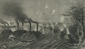 Canons et bateaux-mortiers sur le Mississippi, c.1878 - American School