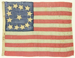 Drapeau cousu à la main avec treize étoiles, c.1830-80