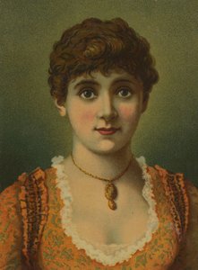 Belle femme, portant un pendentif, avec de grands yeux bleus - American School