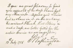 Écriture et signature de George Washington, 1758
