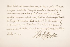Écriture et signature de Thomas Jefferson, 1803