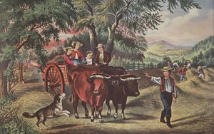 Temps des foins, La première charge, pub. 1868, Currier & Ives - American School