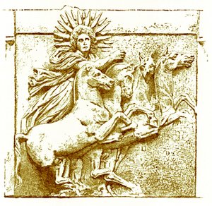 Hélios sur son char, illustration de History of Greece par Victor Duruy, publiée en 1890