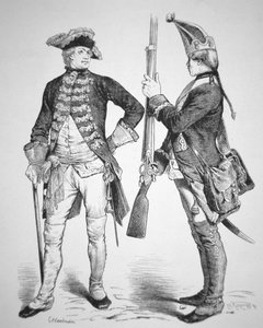Soldats hessois de 1770, en uniforme de la guerre d