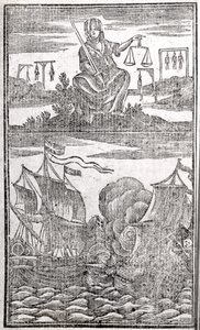 Histoire et vies de tous les pirates les plus notoires et de leurs équipages, frontispice, Londres, 1725 - American School