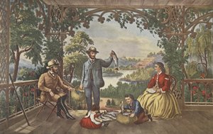 Retour du ruisseau, Le pêcheur chanceux, pub. 1867, Currier & Ives - American School
