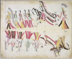 Danse indienne, illustration du Black Horse Ledger, 1877-79
