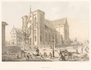 Église jésuite, Église de la Sainte Famille, Chicago 1866 (lithographie) - American School