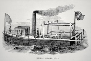 Deuxième bateau à vapeur de John Fitch (1743-98) - American School