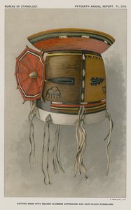 Masque Katcina avec appendice de fleur de courge et symbolisme de nuage de pluie