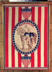 Foulard représentant un portrait équestre en pied de George Washington, vers 1876