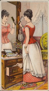 Dame se regardant dans le miroir en sous-vêtements - American School