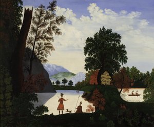 Paysage avec des Indiens, 1880 - American School