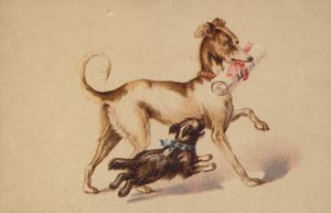 Grand et petit chien courant - American School