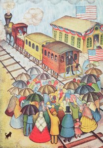 Lincoln quittant Springfield, Illinois en train - American School