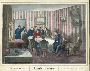 La dernière heure de Lincoln, pub. 1865 (gravure en couleur) - American School