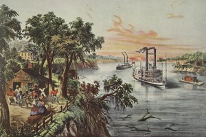 Basse eau dans le Mississippi, pub. 1868, Currier & Ives - American School
