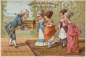 Homme livrant du savon aux dames - American School