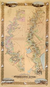 Carte représentant les plantations sur le fleuve Mississippi de Natchez à La Nouvelle-Orléans, 1858